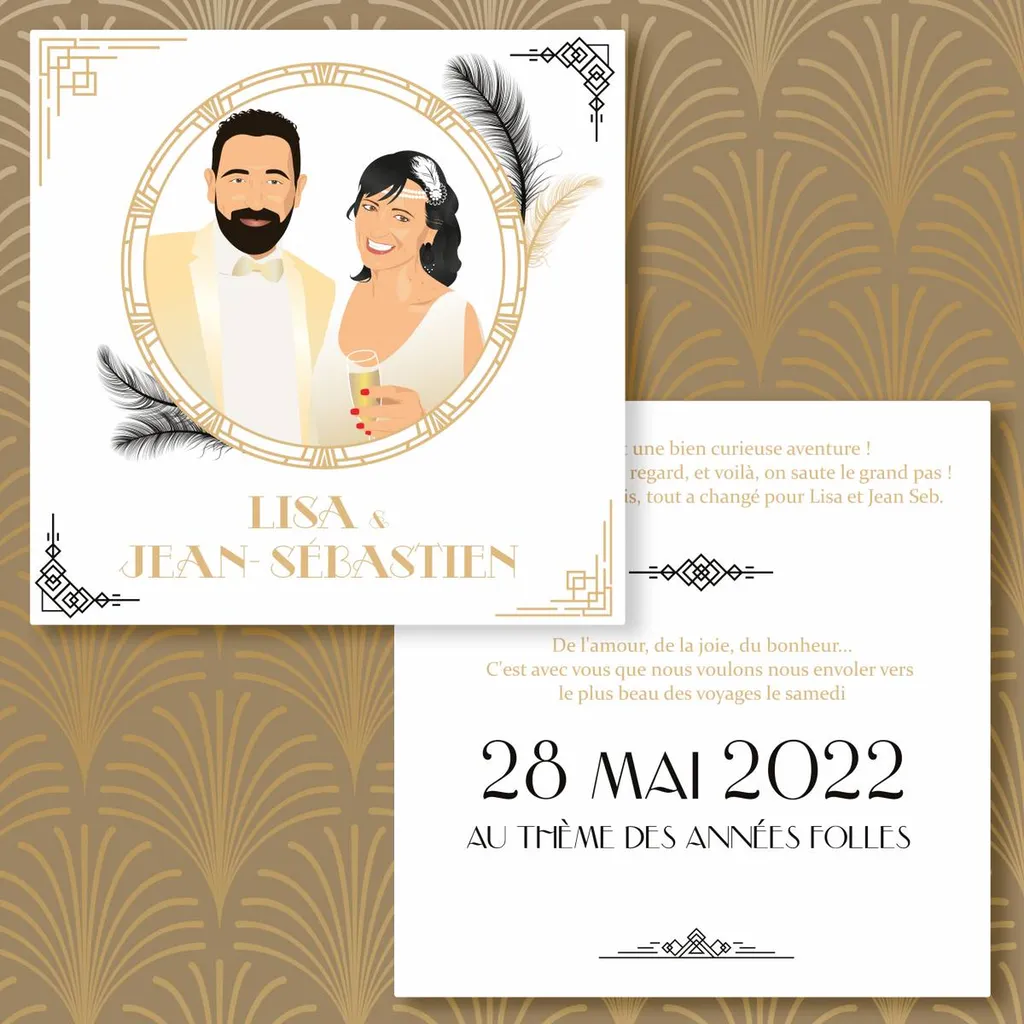 création de votre portrait illustration de faire part de mariage