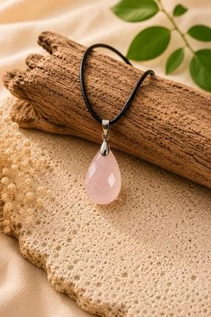 Pendentif en Quartz Rose Naturel – Pierre d'Amour et de Douceur