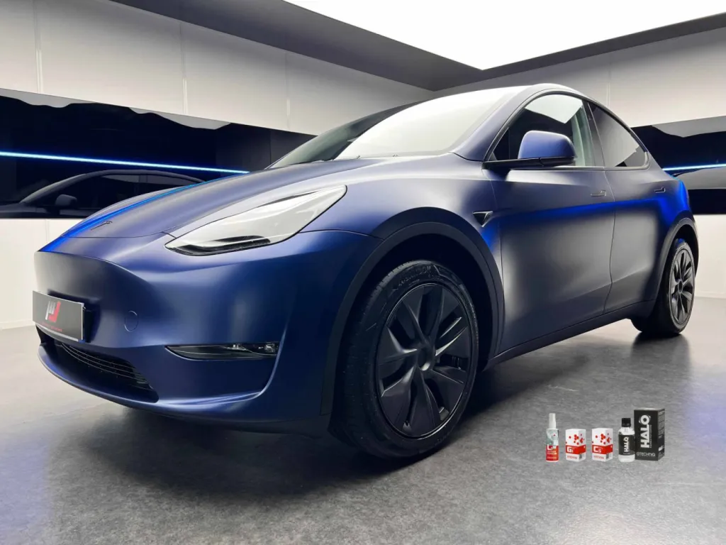 TESLA MODEL Y BLEU OUTREMER - CONVERSION PPF SATIN - LILLE 59