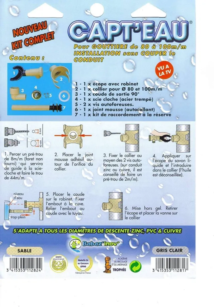 Comment installer un système de récupération des eaux de pluie sur des descentes de gouttières rectangulaires ?