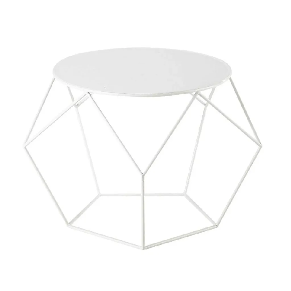 Table basse blanche ronde en métal à louer à Villeurbanne