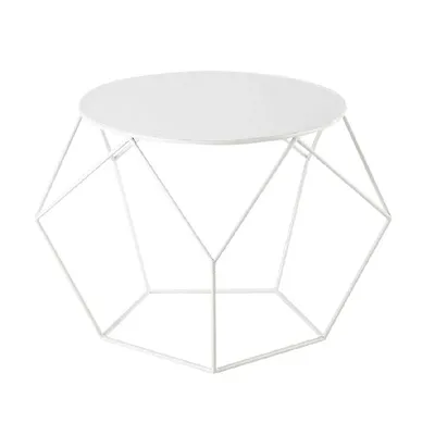 Table basse blanche ronde en métal à louer à Villeurbanne