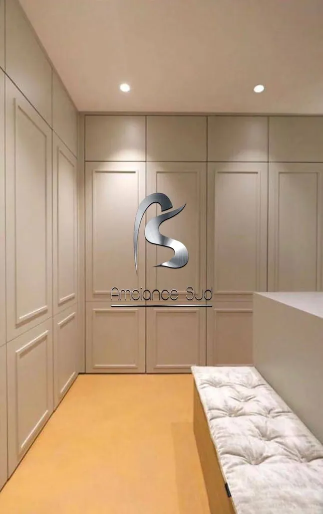 Beton ciré jaune doré pour dressing près de Toulon au Lavandou