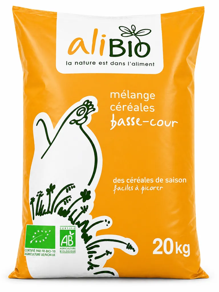 Mélange céréales bio pour volaille – alimentation naturelle et équilibrée pour poules et élevage