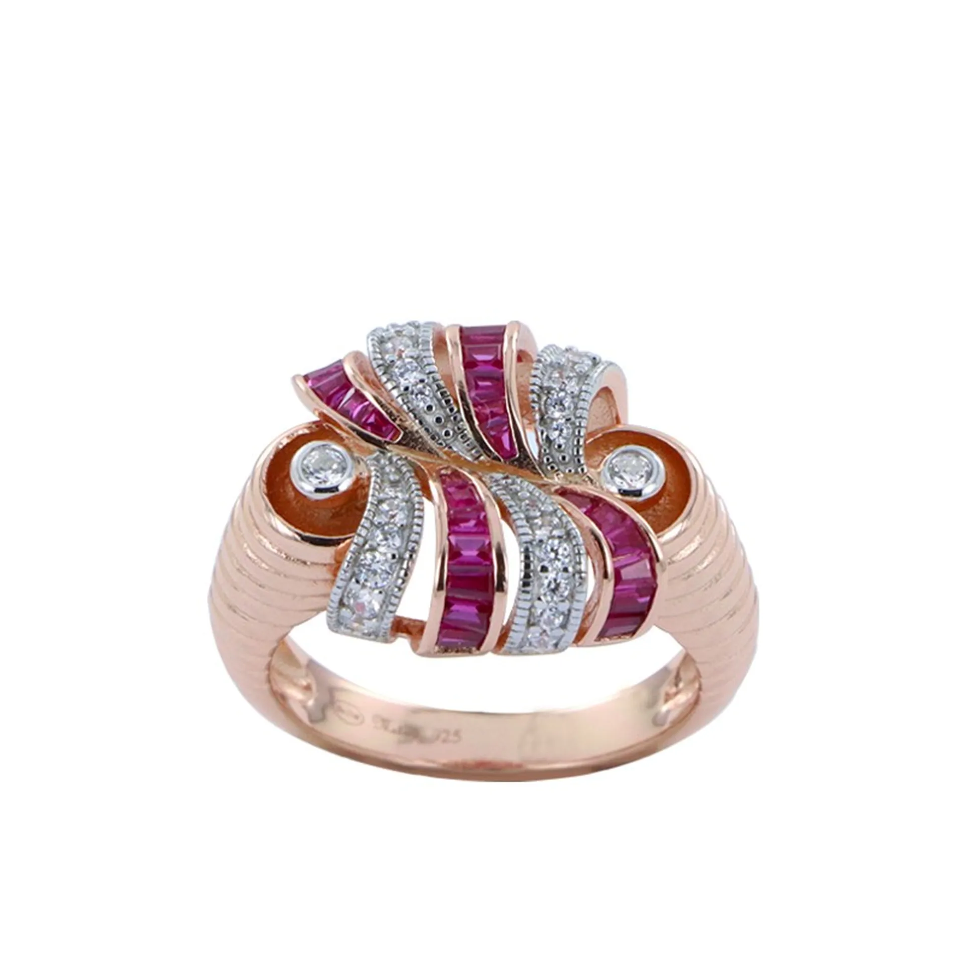 Bague neuve rétro vermeil rosé rubis La Métrop Compagnie bijouterie Or Ligne La Teste-de-Buch Bassin d’Arcachon
