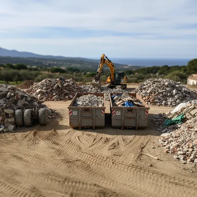 Démolition complète avec tri sélectif Issambres vers Roquebrune-sur-Argens : évacuation des déchets inertes et gravats par bennes de 10m³.