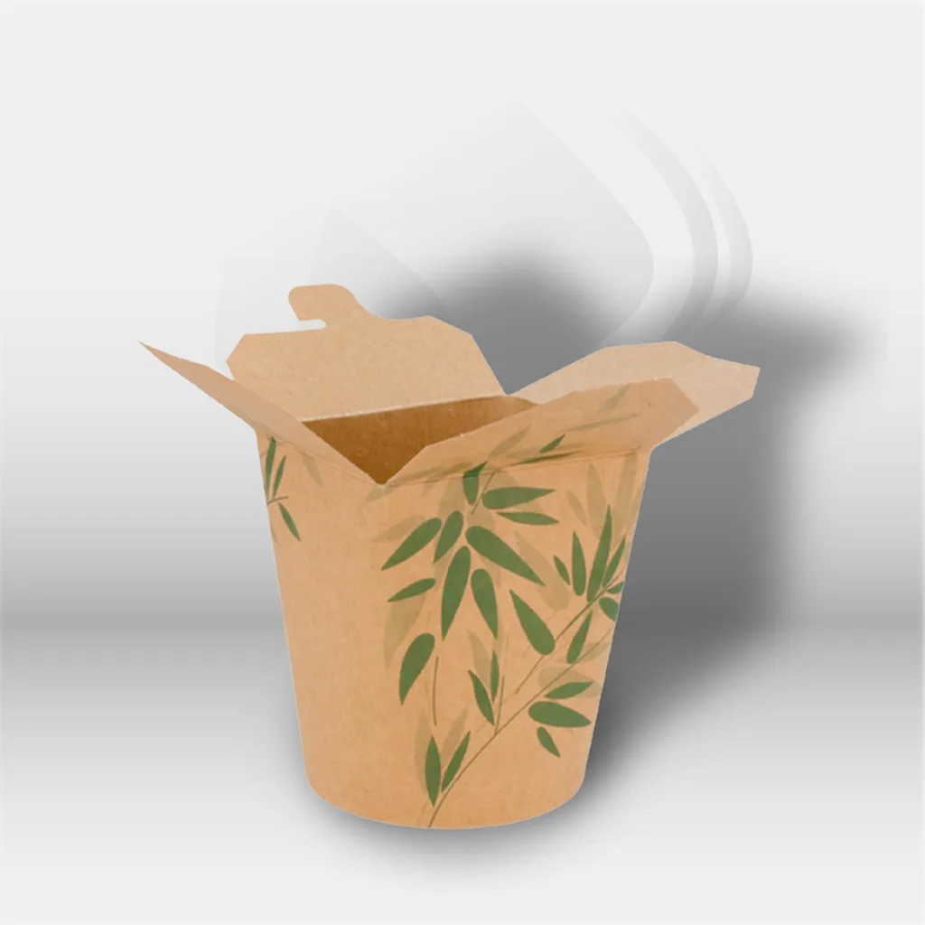 Pot à pâtes en carton Feel Green 780 ml Garcia de Pou écologique et micro-ondable pour restauration professionnelle, idéal pour pâtes, plats cuisinés et vente à emporter, résistant aux graisses et pratique pour le transport et le réchauffage – disponible 