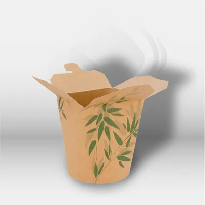 Pot à pâtes en carton Feel Green 780 ml Garcia de Pou écologique et micro-ondable pour restauration professionnelle, idéal pour pâtes, plats cuisinés et vente à emporter, résistant aux graisses et pratique pour le transport et le réchauffage – disponible 