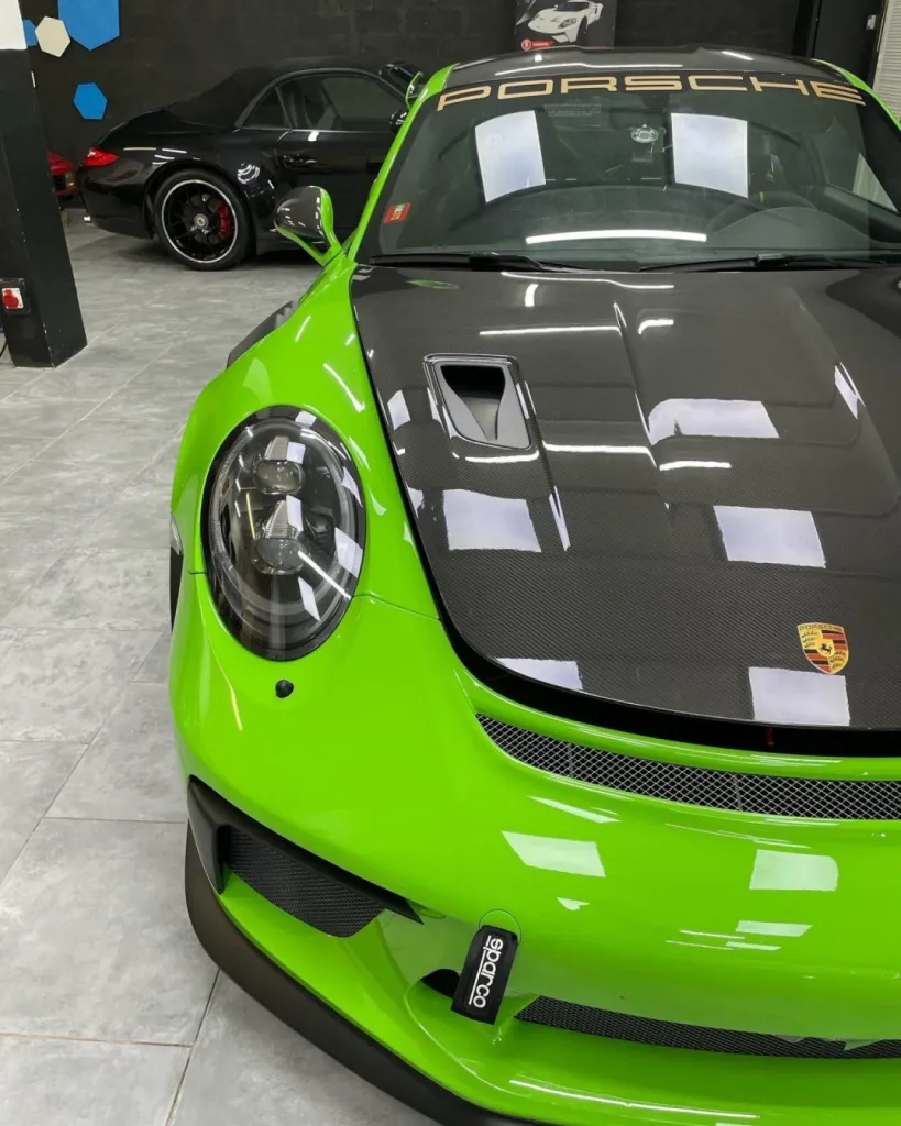 Protection Xpel bloc avant Porsche GT3RS à Nice Côte d’Azur.