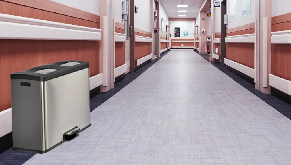 poubelle tri selectif à pédale en inox