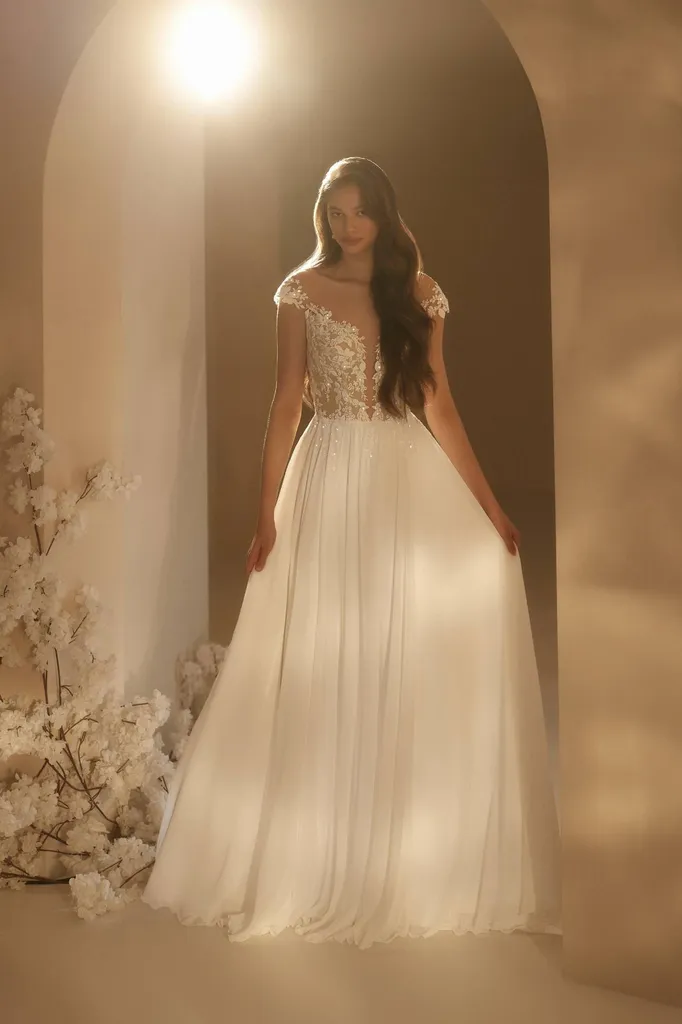 Robe de mariée bohème en mousseline fluide Marseille centre ville