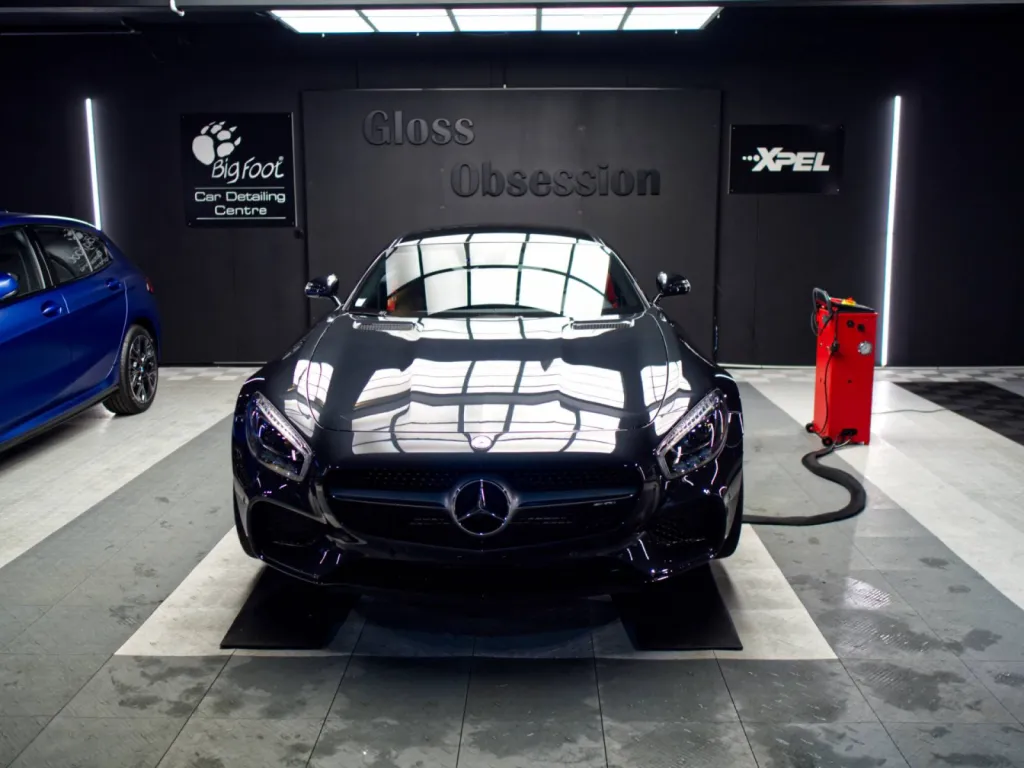 Mercedes-AMG GTS protégée avec film de protection PPF XPEL pour un client à Lorient.