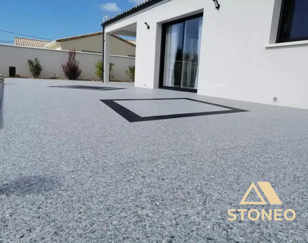 Revêtement extérieur moquette de pierre résistant gel Vercors Villard-de-Lans Méaudre Corrençon 38 26 07 STONEO