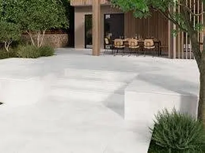 DALLES SUR PLOTS GRES CERAME EFFET PIERRE BLANCHE AIN BLANCO NEW TILES SUR MARGUERITTES  - 30 - GARD