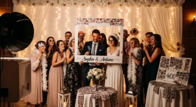 Location de photobooth avec 400 impressions papier et cadre photo personnalisé pour mariage élégant à Toulouse