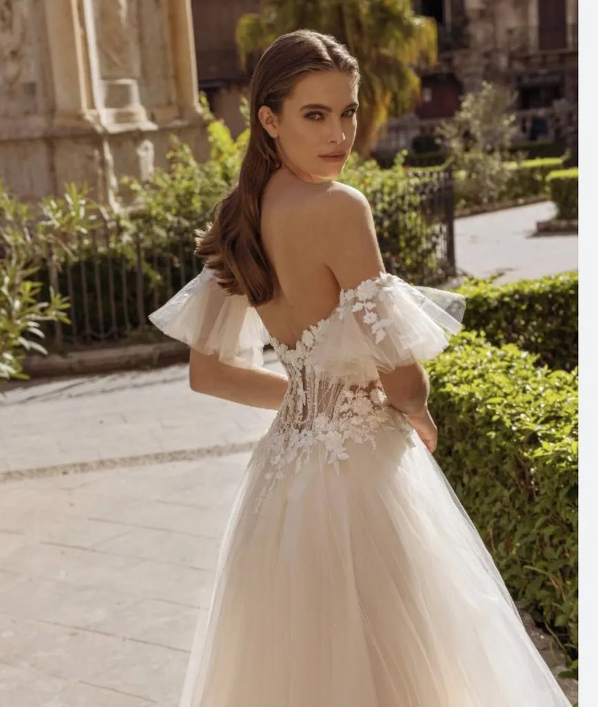 Robe de mariée bohème modeca sharon avec manches en tulle détachable à MARSEILLE