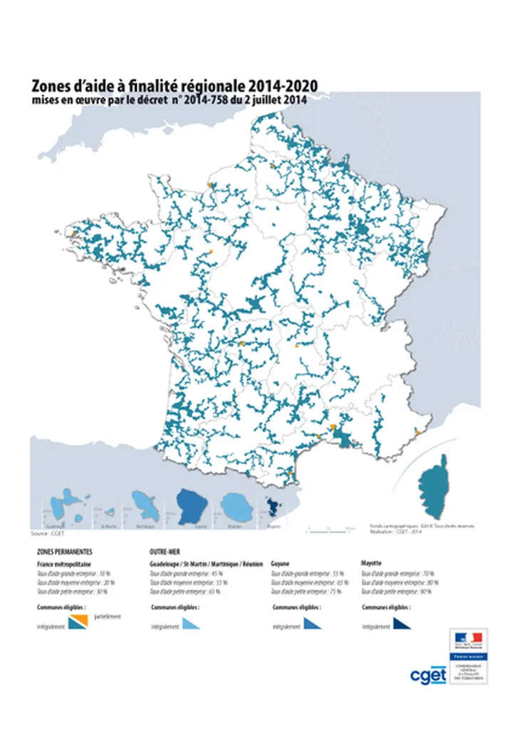 Carte de zones AFR, source DATAR