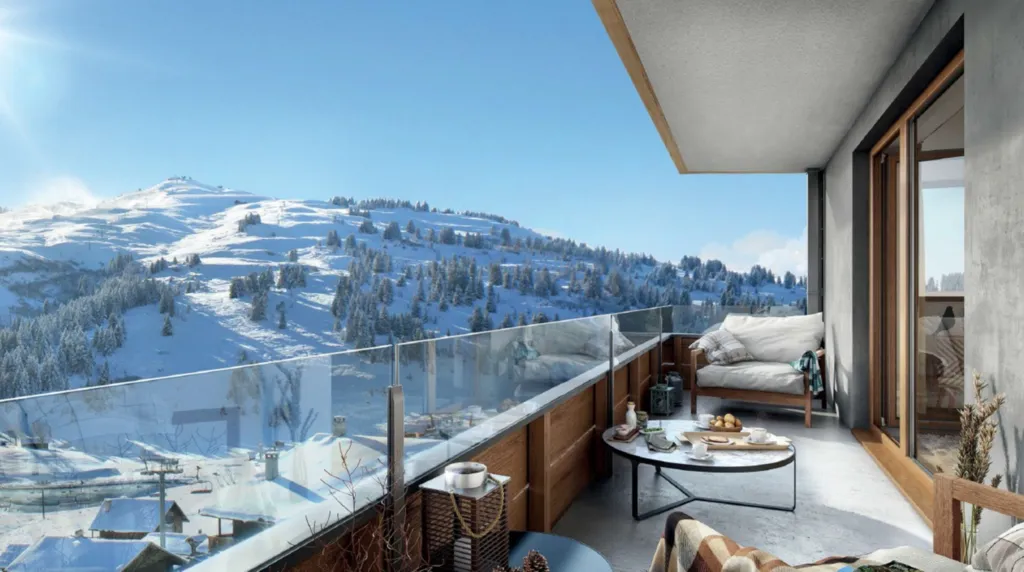 Vue appartement terrasse au Saisies