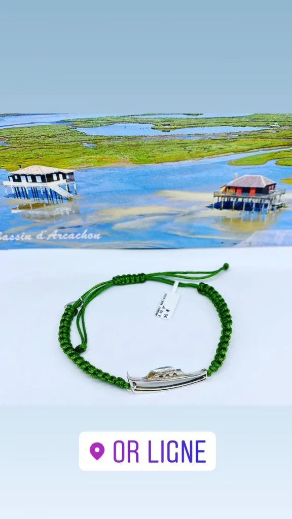 bracelet pinasse argent 925/1000ème Gujan Mestras or ligne