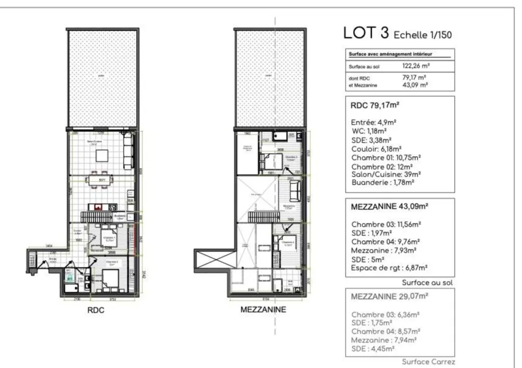 Loft T5 plein pied d'un grand séjour et cuisine ouverte avec jardin privatif dans une rue calme à Vénissieux proche de Lyon 8ème