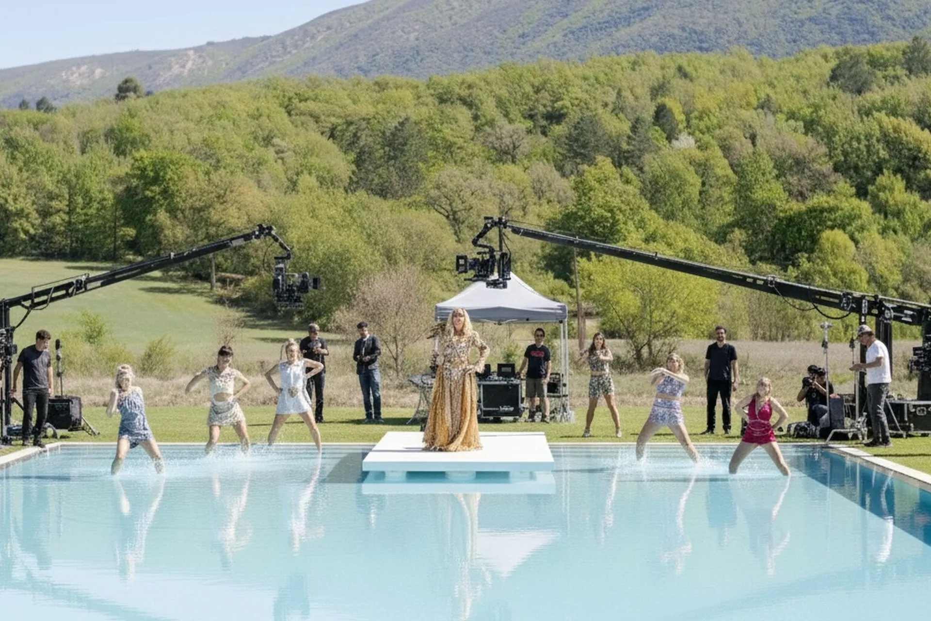 Louer propriété chateau pour clip musical vers Avignon proche Sorgues, Monteux, Aix: piscine vue dégagée, ambiance provençale luxe