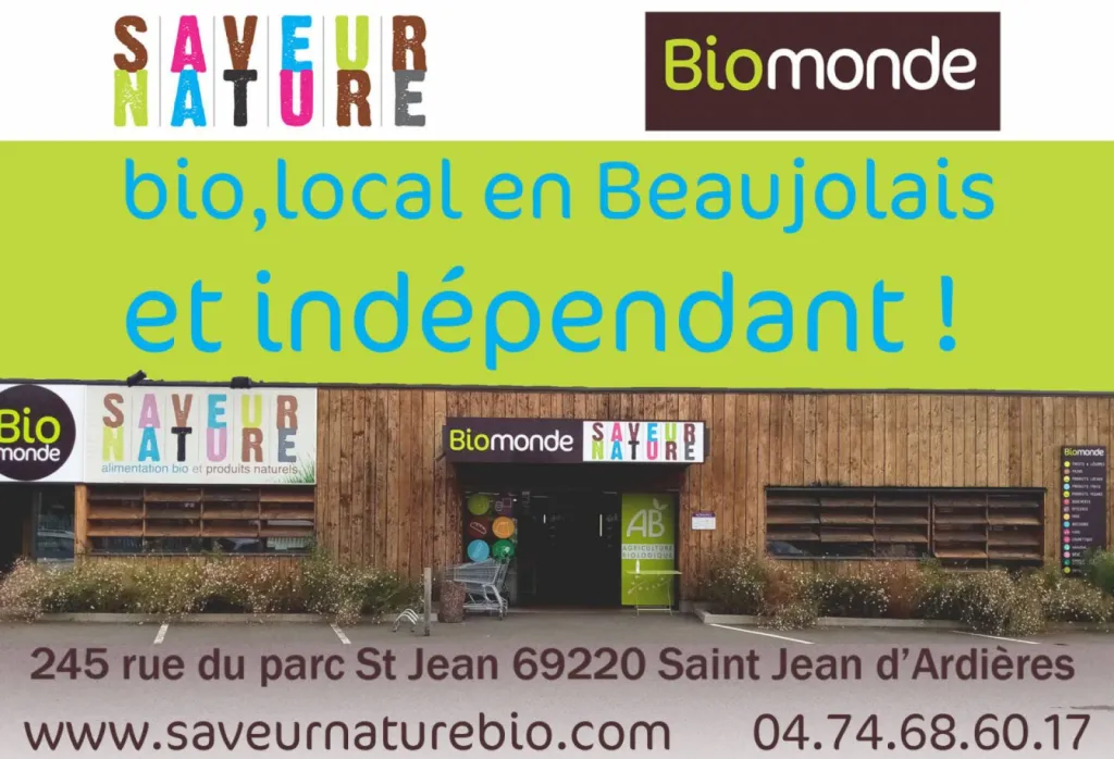Pas de biocoop à Belleville en Beaujolais mais un magasin indépendant du groupement coopératif BIOMONDE