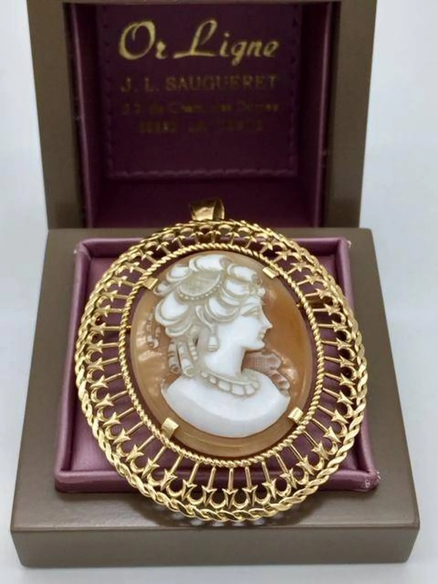 Pendentif / broche camée or 750/1000ème occasion Or Ligne Bordeaux  Bassin d'Arcachon