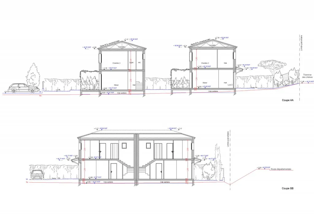 Coupe - 4 logements T3 à Gignac-la-Nerthe