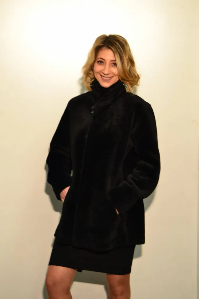 veste peau lainée réversible noire femme