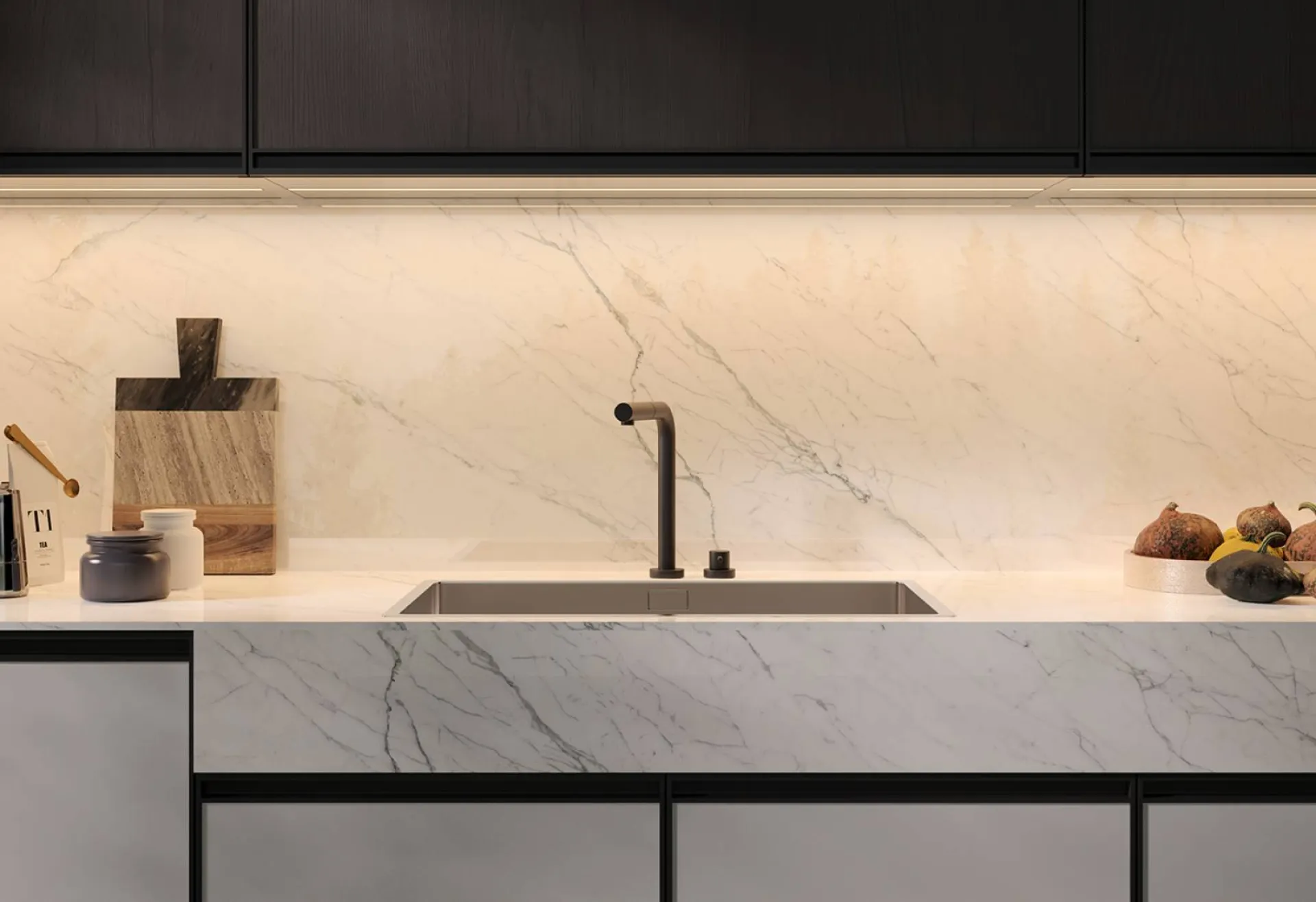 Cuisine sur mesure dekton calacatta près de St Cyr