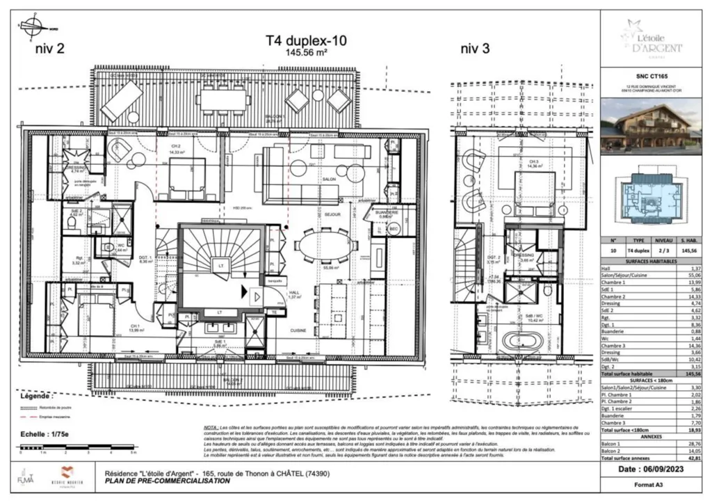 Magnifique T4 Duplex haut standing – 145,56 m², 2 balcons, 2 parkings, Résidence L’Étoile d’Argent à Châtel