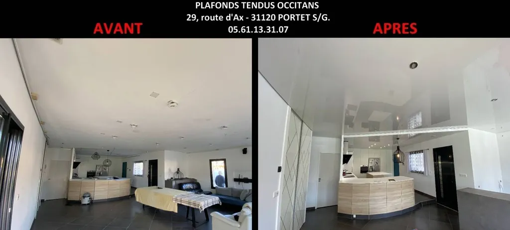 Rénovation Complète d'un Plafond Tendu après un Sinistre Feu de Cuisine à Portet Sur Garonne
