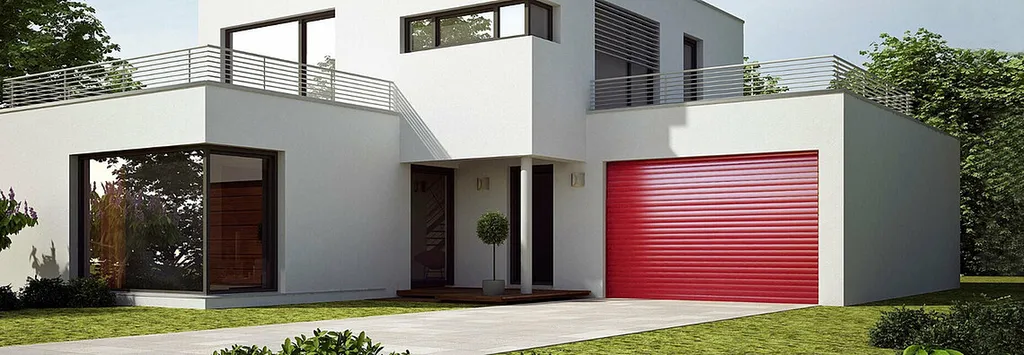 Porte de garage enroulable Novoferm en aluminium motorisée