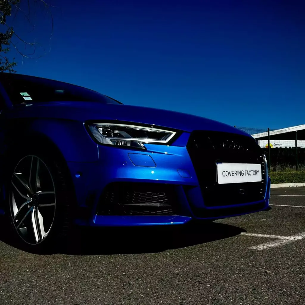 Protection PPF XPEL Ultimate 8 Plus sur toute la face avant d'une Ara bleu à Saint-Etienne