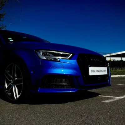 Protection PPF XPEL Ultimate 8 Plus sur toute la face avant d'une Ara bleu à Saint-Etienne