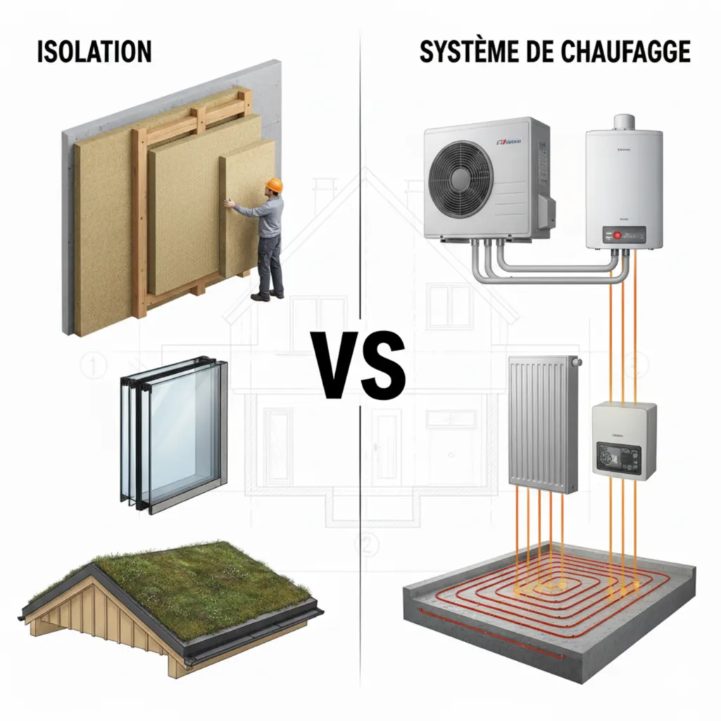 isolation vs système de chauffage
