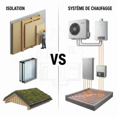 isolation vs système de chauffage