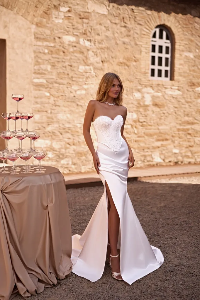 Robe de mariée sirène en satin mikado Marseille