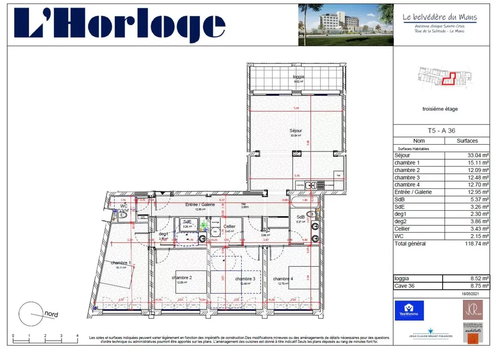 Appartement familial T5 à vendre le Mans dans un programme neuf