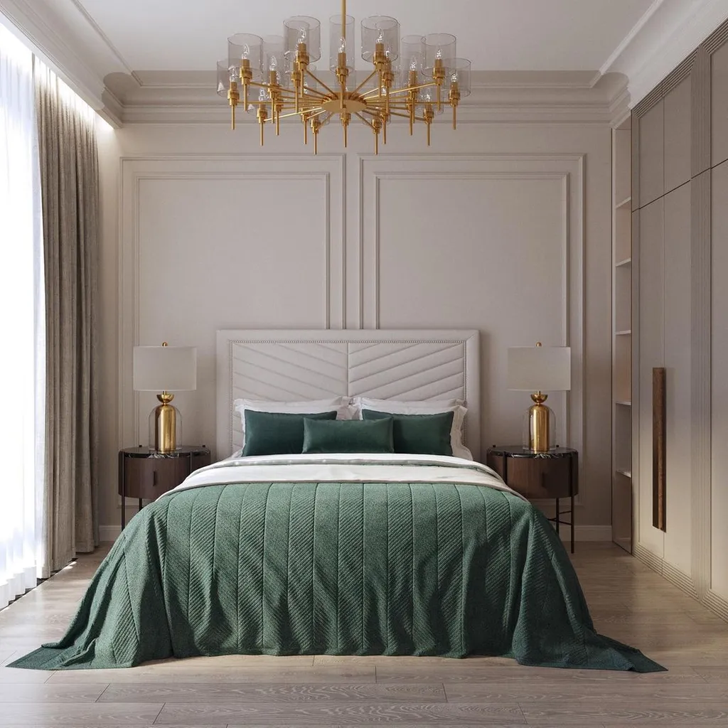 Chambre d'hôtel haut de gamme avec palette couleur et matériaux par une décoratrice