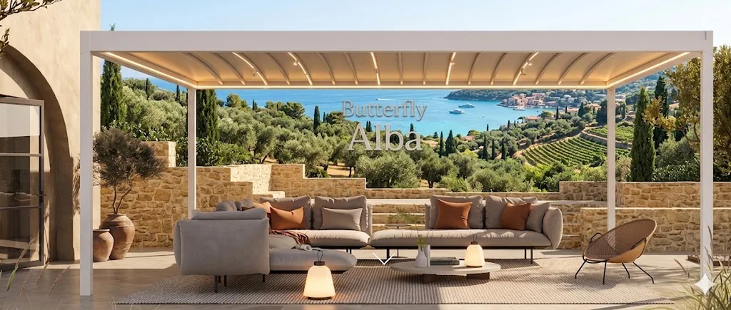 Pergola bioclimatique Corradi Alba Butterfly – Une solution extérieure multi-saisons