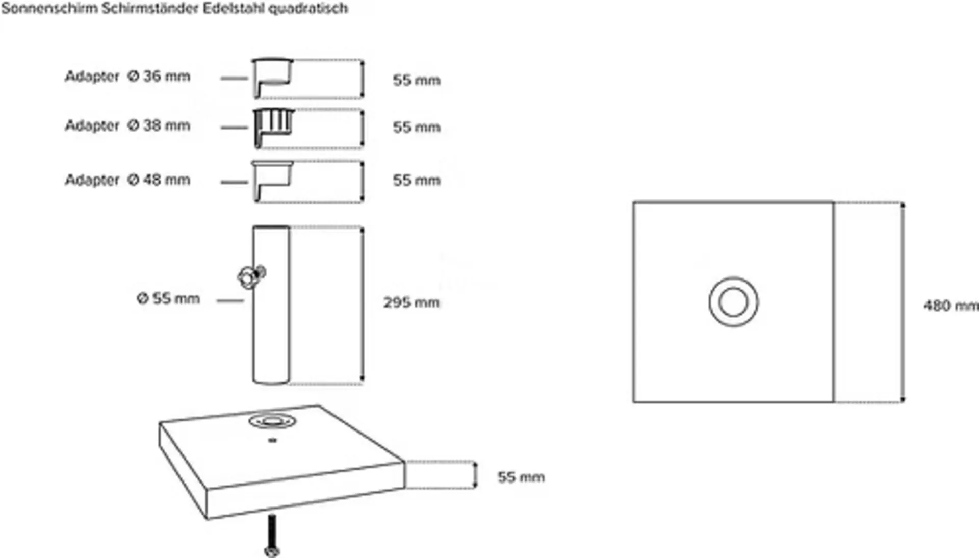PLATINE DE SOL POUR TUBES ALU 50 MM