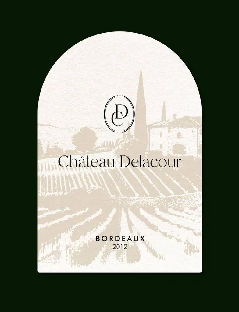 création d'étiquette avec illustration du domaine viticole bordeaux