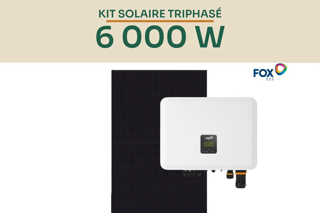 Kit solaire 6 kWc Fox ESS triphasé pour autoconsommation avec panneaux photovoltaïques et onduleur P3-6.0-SH