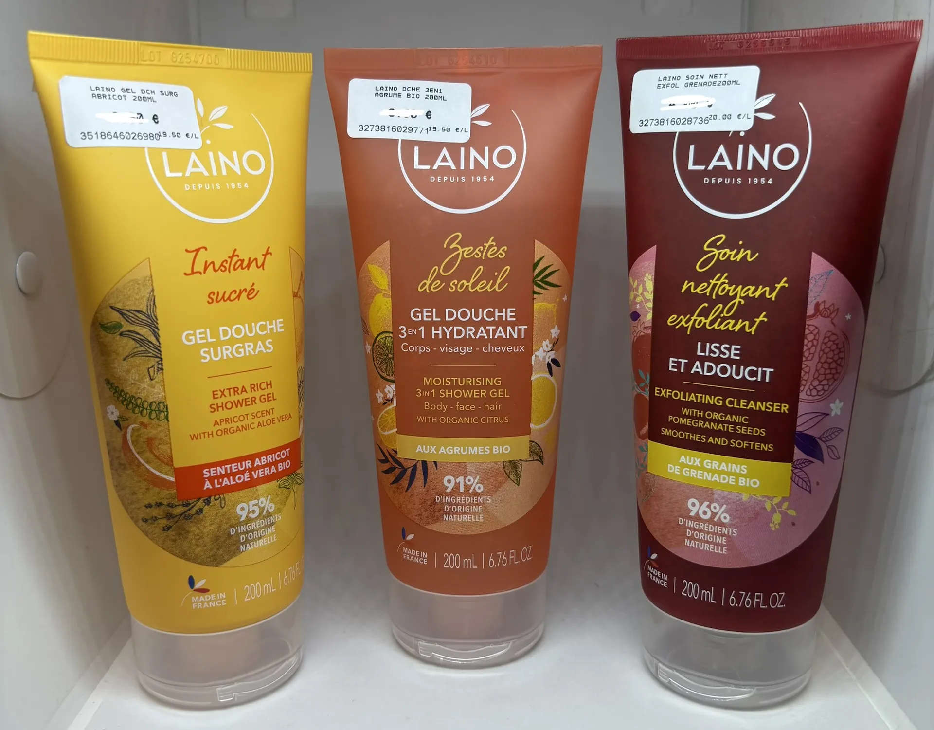 gels douche 3 en 1 ET EXFOLIANT laino pharmacie panetta 13012 marseille 