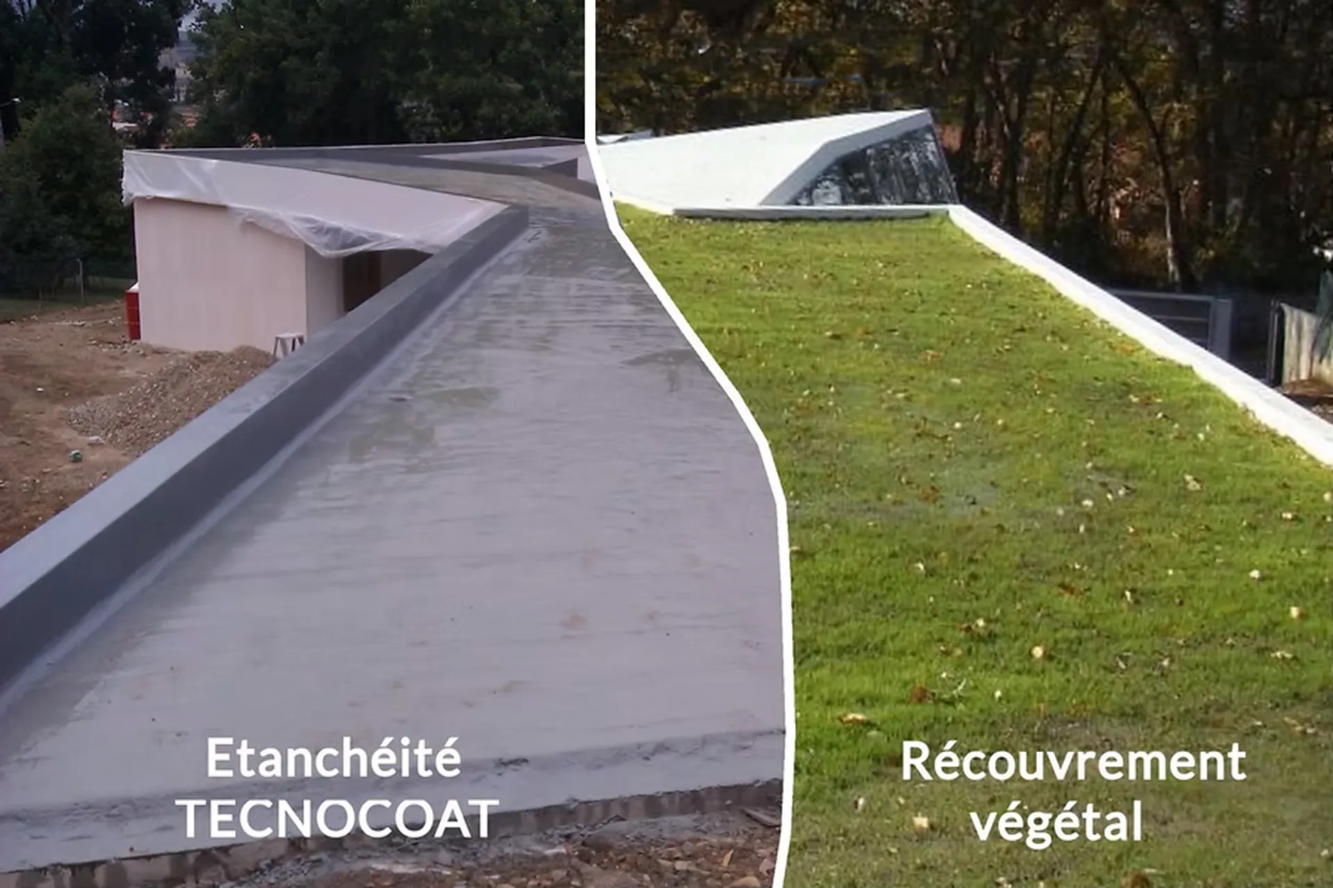 Mise en œuvre de la membrane liquide Tecnocoat sous un complexe de toiture végétalisée en Occitanie