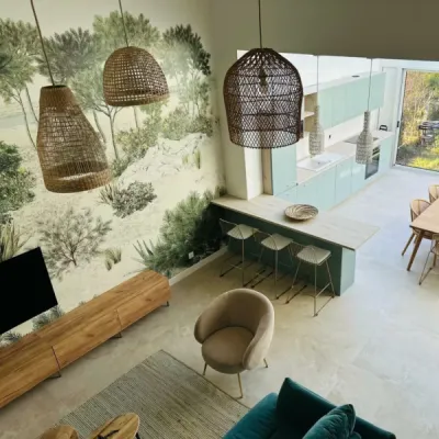 Vue générale de la rénovation et agrandissement de maison à Andernos, par l’Atelier D. architecte d’intérieur à Bordeaux.