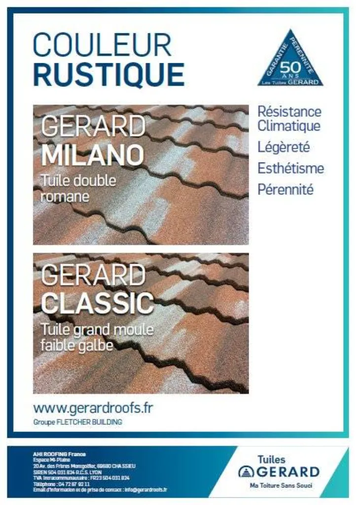 1ère page Brochure Tuile GERARD Rustique