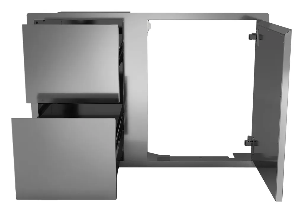 Porte simple avec double tiroirs en acier inoxydable