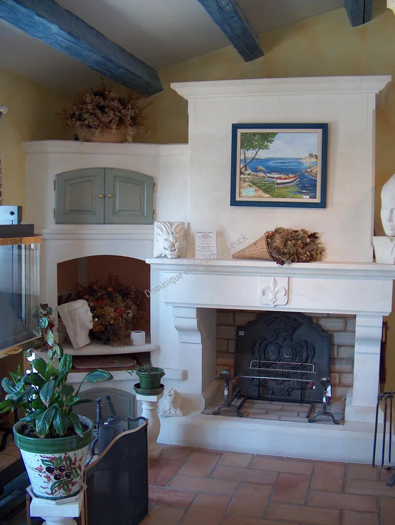 Cheminée , hotte et aménagement en pierre d'Estallades